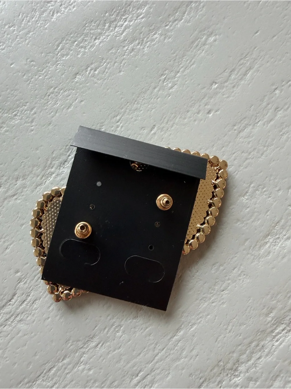 Heart Statement Earrings Black Gold